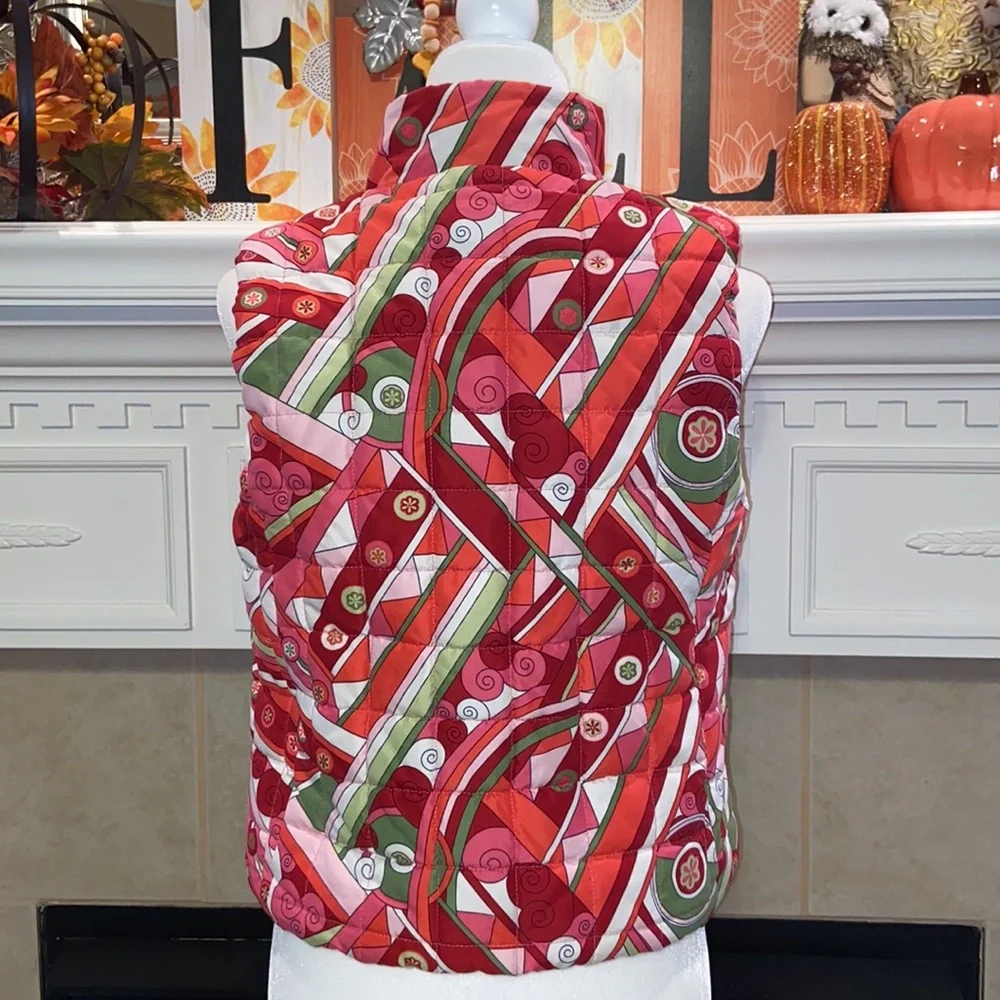 Children’s Place Pink/Red/White/Green Swirl Quilted Vest -Girls